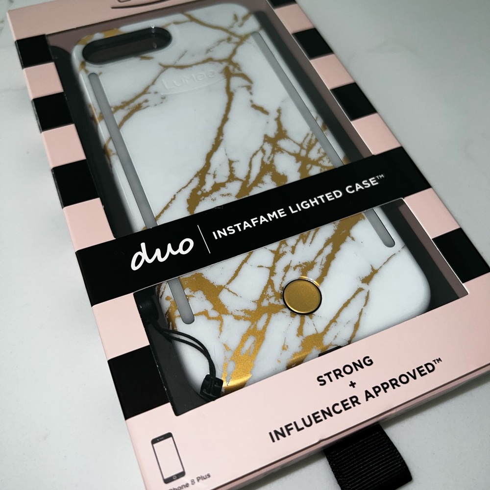 LuMee Duo Phone Case Front & Back LED Photo Lighting for iPhone 8 PLUS, EUC